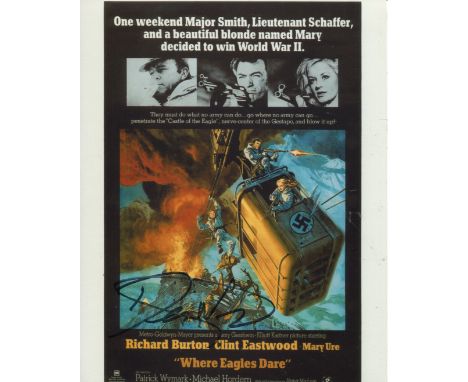 WHERE EAGLES DARE classic war movie poster 8x10 photo signed by actor Derren Nesbitt who played Major Von Papen. He and Clint