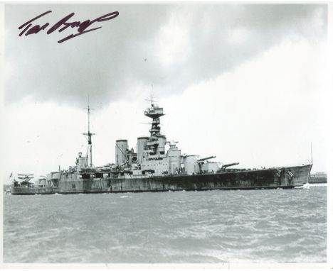 HMS HOOD: 8x10 inch photo hand signed by Ted Briggs, who at the time of signing was the last living of only three men to surv