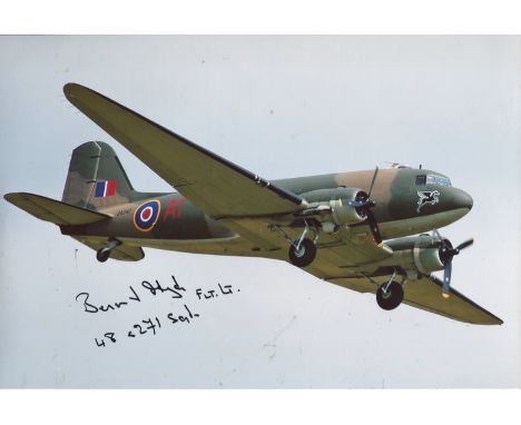 WW2 SOE PILOT: 8x12 inch photo of a Douglas Dakota signed by Flt Lt Bernard Hyde who took part in Operation Market Garden, to