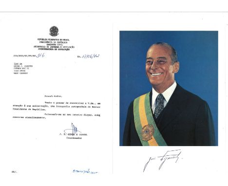 Joao Figueiredo signed 12x8 colour photo, 30th President of Brazil, the last of the military regime that ruled the country fo