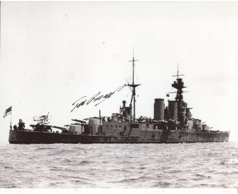 HMS HOOD: 8x10 inch photo hand signed by Ted Briggs, who at the time of signing was the last living of only three men to surv