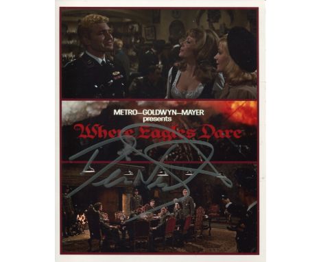 WHERE EAGLES DARE classic war movie 8x10 photo signed by actor Derren Nesbitt who played Major Von Papen. He and Clint Eastwo