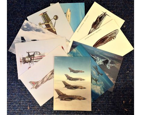 Aviation postcard collection includes 10 squadron print cards such as RAF Bruggen Tornado Wing, Boeing E3A AWACS, SE5A No56 S