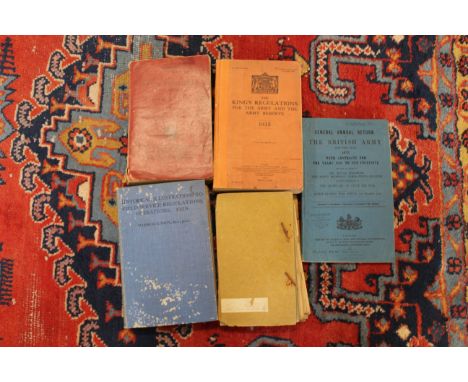 "Army Orders and Special Army Orders 1940-", loose bound together with other three volumes of "Kings Regulations" and "Genera