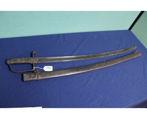 A period Light Cavalry officers sword with scabbard, based upon the British 1788 model, slight wear to leather on grip, but o