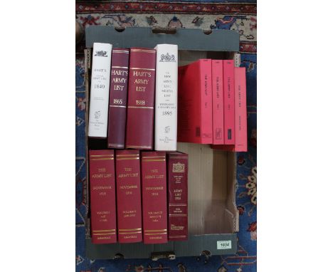 Harts "Army Lists" 1840, 1865,1888 and 1895, together with "The Army List" 1918 in three volumes "The Army List 1924" and fou