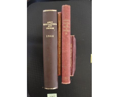 "Army Regulations and Orders 1844", "Court Martials and Courts of Enquiry", together with "Trumpet and Bugle Sounds 1903" and