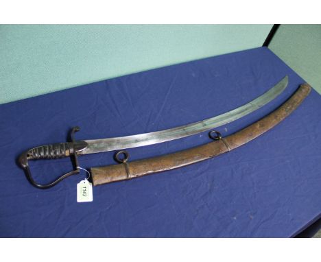 A British 1796 Light Cavalry Troopers sword and scabbard (wooden grip as found) with scabbard having two small slits at seam