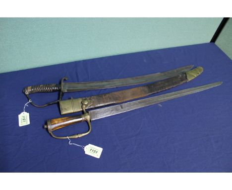 An 18th Century hunting sword (no scabbard) with a continental hanger (as found)