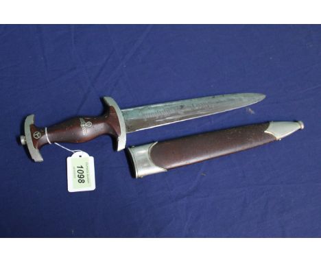 A Third Reich era S.A. dress dagger with scabbard by C.F.Kayser Solingen, crossguard marked No. (N.B. scabbard loop missing a