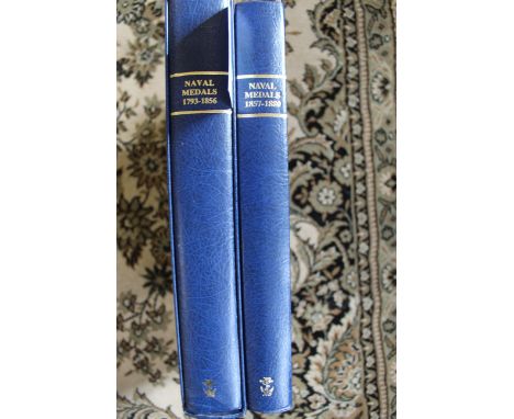 "Naval Medals 1793-1856" and "Naval Medals 1857-1880", by Captain Douglas Morris, excellent condition, first in slip case, or