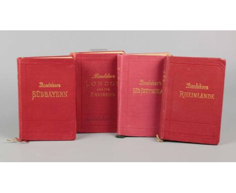 4 Bände *Baedekers Reiseführer* dabei *London and its Environs* Handbook for Travelers by Karl Baedeker, with 10 Maps and 19 