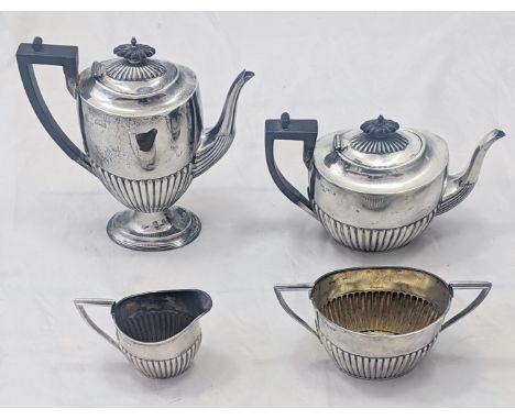 A Walker &amp; Hall four piece silver tea service, hallmarked Sheffield, 1894, 1877g