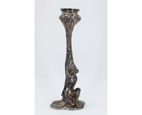 An Art Nouveau pewter candlestick, H.17.5cm