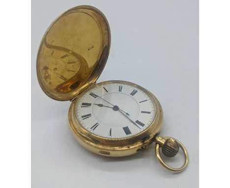 An 18ct gold pocket watch by Beely &amp; Sons of London &amp; Liverpool, white enamel dial with Roman numerals and outer trac