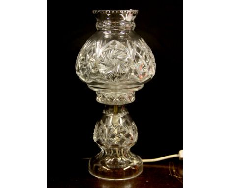 A cut crystal table lamp, H. 32cm.