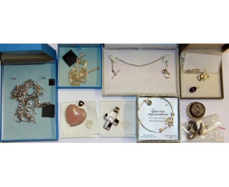 A group of mixed silver jewellery and a further silver item.
