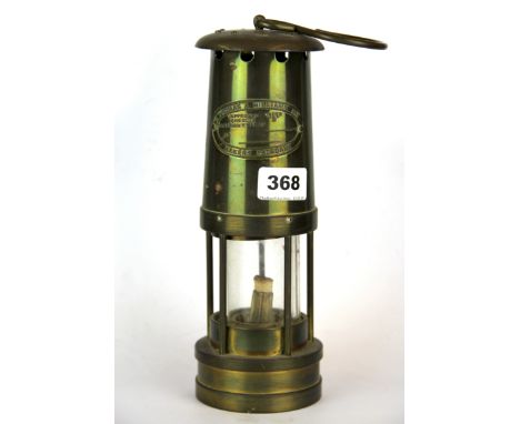 A brass minor's lamp, H. 26cm.