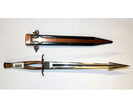 An unusual horn handled dagger, L. 46cm.