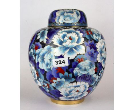A Chinese cloisonne enamelled jar and cover, H. 26cm.