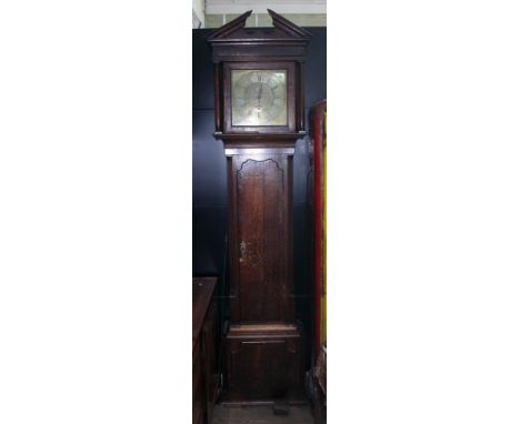 A Georgian oak 30 hour longcase clock, the square brass dial signed 'Helme Ormskirk',  dial width 30cm &amp; height 224cm, wi