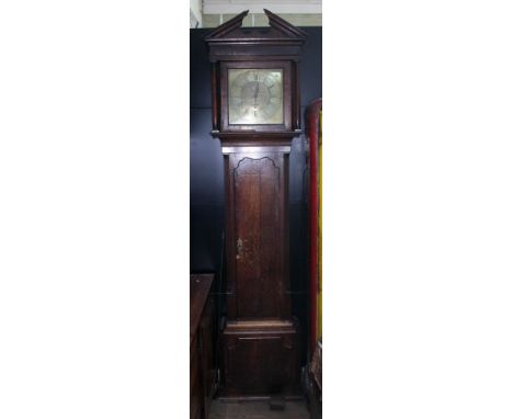 A Georgian oak 30 hour longcase clock, the square brass dial signed 'Helme Ormskirk',  dial width 30cm &amp; height 224cm, wi