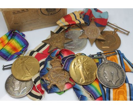 WWI &amp; WWII family group comprising Victory and British War pair inscribed 58586 PTE J AINSWORTH WELSH R, a Victory, Briti
