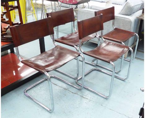 VINTAGE CANTILEVER INSPIRED DINING CHAIRS, after Mart Starm, a set of four, 80cm H. (4)