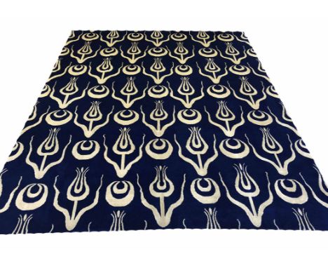 TIBETAN SILK AND WOOL IKAT DESIGN CARPET, 300cm x 240cm.