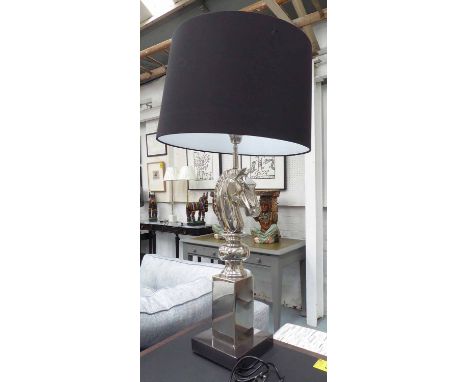 CONTEMPORARY GAMES ROOM LAMP, chess piece design with charcoal shade, 100cm.