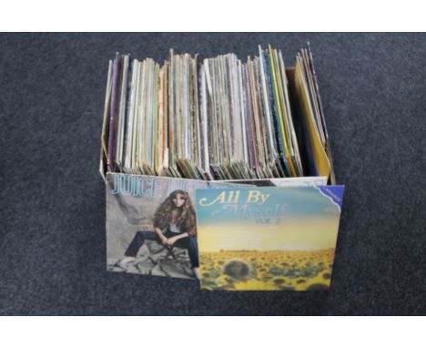 A box of LP records to include The Beatles, The Rolling Stones, Jimmy Hendrix, Cream, The Who, 70's pop, The Bee Gees, Elton 