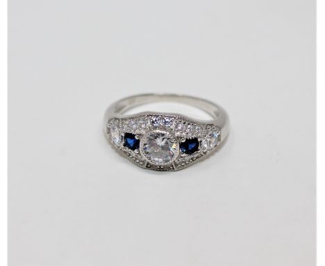 A Sterling silver Art Deco style ring
