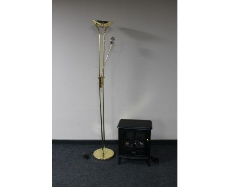 A Dimplex electric stove type heater and a reading lamp 