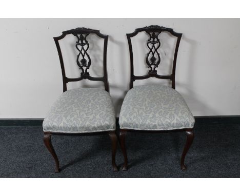 A Victorian commode stool and a pair of Victorian salon chairs 
