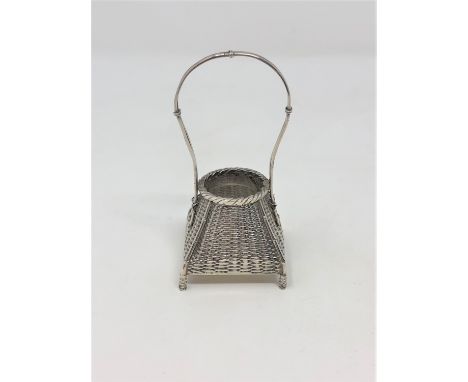 A Chinese silver novelty inkwell in the form of a wicker basket, height 9cm, with glass well CONDITION REPORT: 33.6g. 