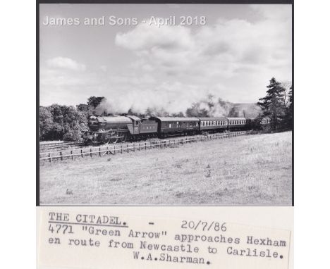 W.A.Sharman Photographic Quality Archive (10" x 8")- L.N.E.R.1-The Citadel - 20/7/86, 4771 "Green Arrow" approaches Hexham en