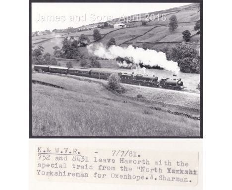 LNER 3-W.A.Sharman Photographic Quality Archive (10"x8")-K & W.V.R. - 7/781, 752 and 8431 leaves Haworth with the special tra