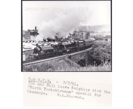 LNER 3-W.A.Sharman Photographic Quality Archive (10"x8")-K.& W.V.R. - 7/7/81, 752 and 8431 leaves keighley with the "North Yo