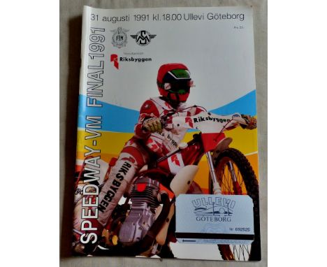 World Speedway Final (Sweden) 1991 Programme + Ticket