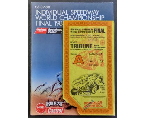 World Speedway Final (Denmark) 1988 Programme + Ticket