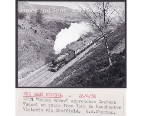 W.A.Sharman Photographic Quality Archive (10" x 8")- L.N.E.R.1-The West Riding -26/4/86, 4771 "Green Arrow" approaches Cowbur
