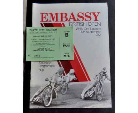 Speedway-British Open 1982 programme and ticket White City