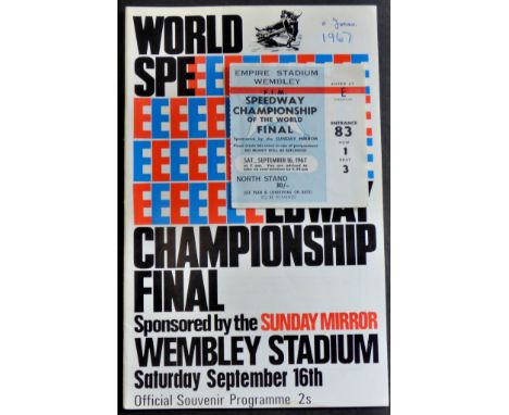 World Speedway Final (Wembley) 1967 Programme + Ticket