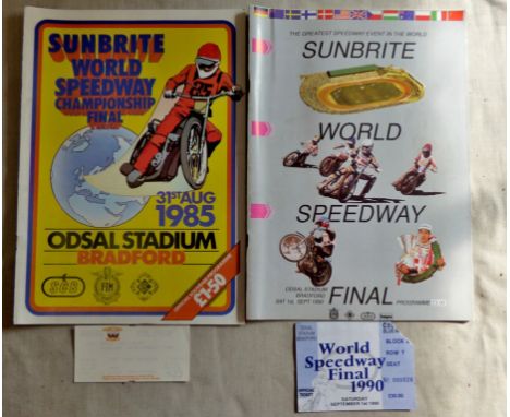 World Speedway Final (Bradford) 1985+1990 Programme + Ticket