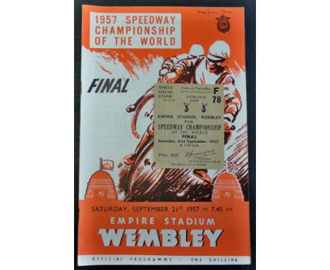 World Speedway Final 1957 Programme + Ticket