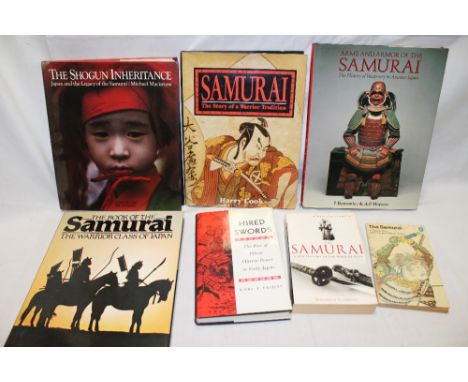 Various Japanese Samurai volumes including Arms and Armour of The Samurai - The History of Weaponry in Ancient Japan; Hired S