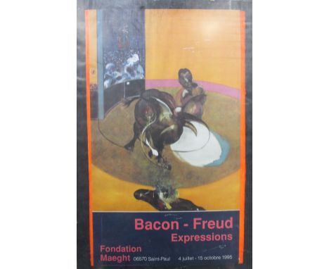 Francis Bacon; and David Hockney - exhibition poster Bacon-Freud Expressions Poster, 1995, and a Jaguar poster (3)  