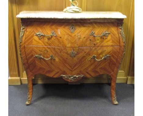 A Louis XV style marquetry commode, 20th Century, 82.5 x 102 x 49 cm  