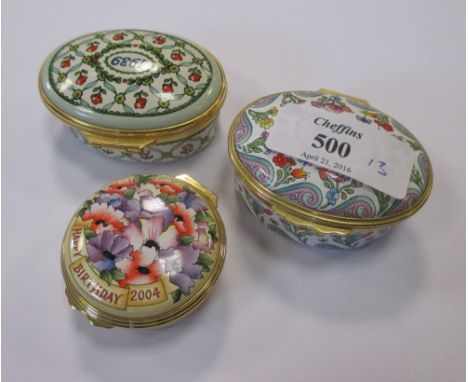 Three Halcyon Days enamel boxes  