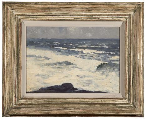 Paul Henry RHA, RUA 1876-1958
THE BREAKING WAVE, ACHILL (c.1911-1913)
Oil on board. 13" x 17" (30.5 x 43cm), signed.

‘Achill